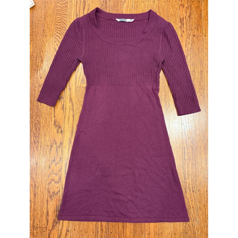 Athleta Burgundy Plum Sweater Dress | Ribbed Knit A Line Dress | Minimalist Chic